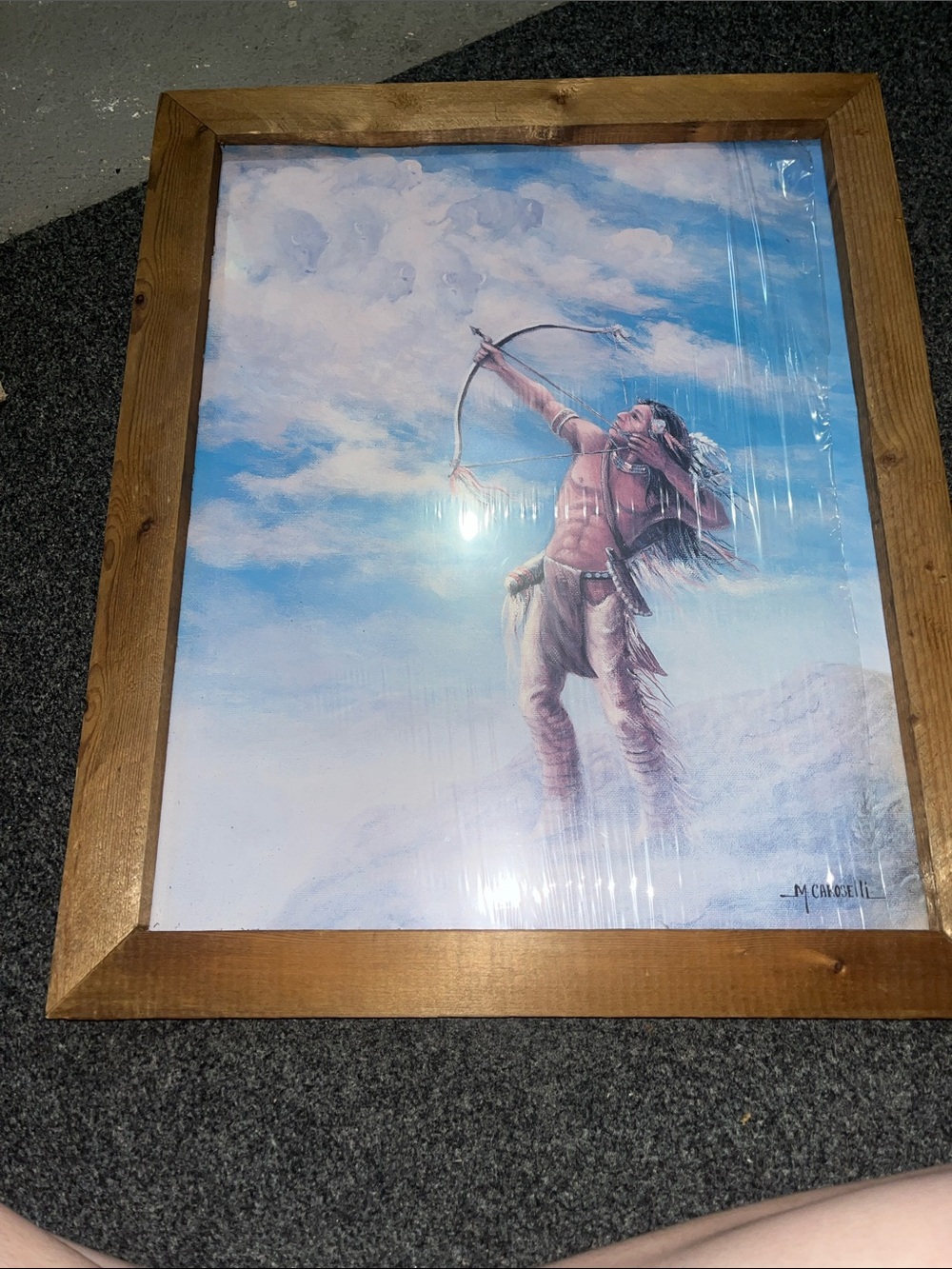 Rustic Framed Archer Wall Art - Blue Print